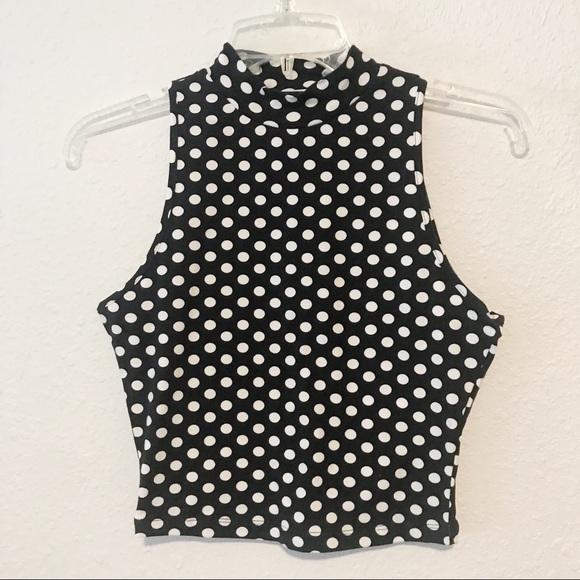 NWOT Polka Dot Sleeveless Cropped Top - Picture 3 of 5